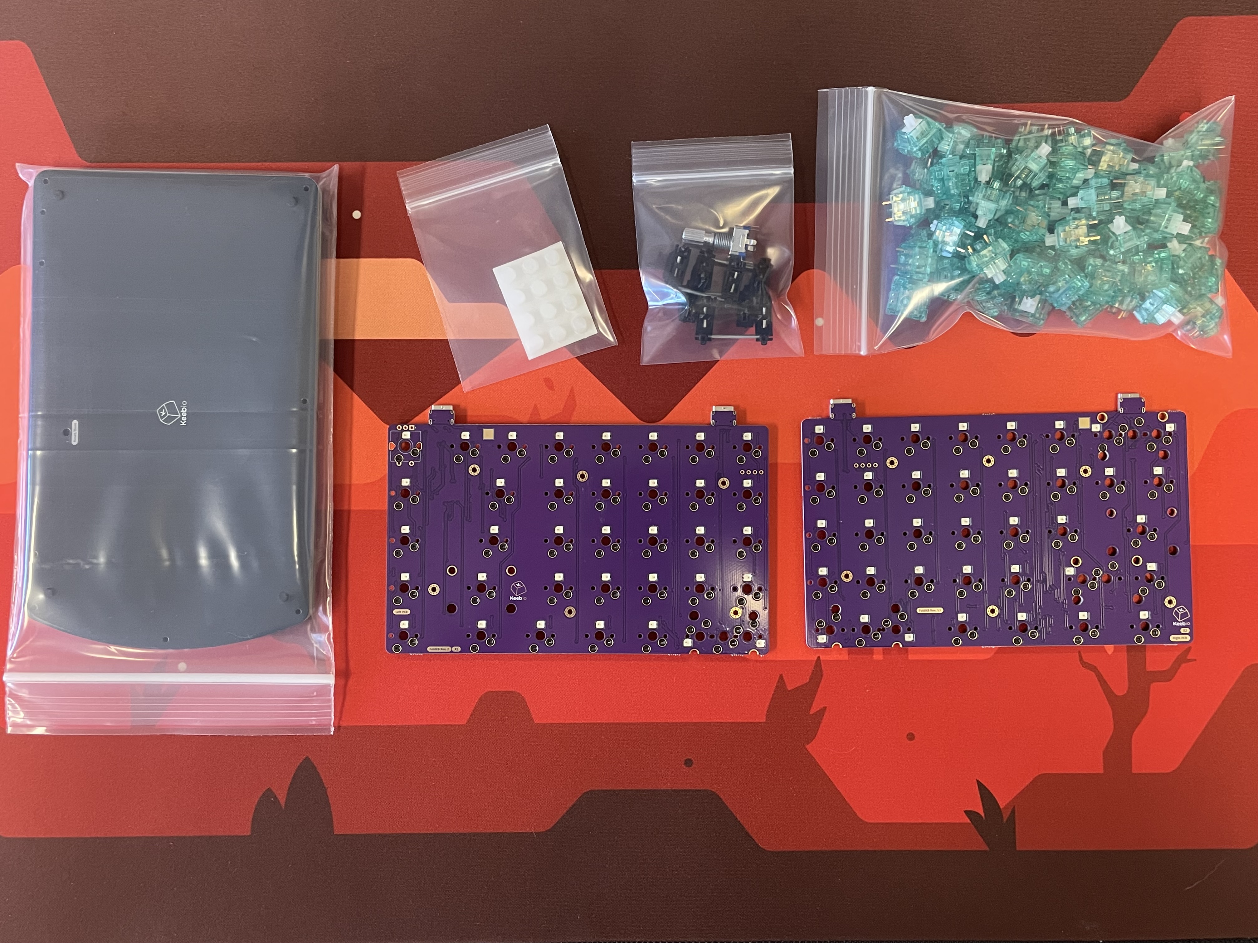 FoldKB Rev. 2 parts laid out